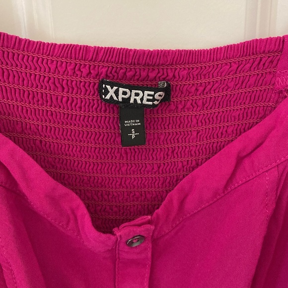 Magenta Poplin Strappy Button-Up Mini Dress with Pockets Size Small - Picture 3 of 5